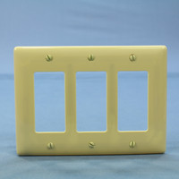 Hubbell Ivory 3-Gang UNBREAKABLE Decorator/Rocker Switch Cover Mid-Size GFCI Wallplate NPJ263I