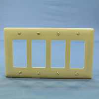 Hubbell Ivory 4-Gang UNBREAKABLE Decorator/Rocker Switch Cover Mid-Size GFCI Wallplate NPJ264I