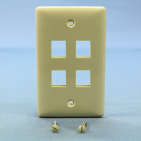 Hubbell Ivory 1-Gang Snap Fit Flush Mount Standard Multimedia 4-Port Wallplate Cover Housing NSP14I