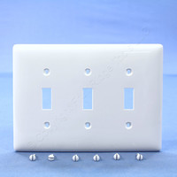 Hubbell White 3-Gang UNBREAKABLE Mid-Size Toggle Switch Plate Cover Wallplate NPJ3W