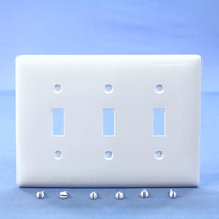 Hubbell White 3-Gang UNBREAKABLE Mid-Size Toggle Switch Plate Cover Wallplate NPJ3W