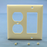 Pass and Seymour Light Almond Standard Size 2-Gang Decorator Duplex Outlet Thermoset Plastic Wallplate Cover SP826-LA