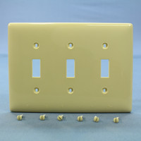 Hubbell Ivory 3-Gang UNBREAKABLE Mid-Size Toggle Switch Plate Cover Wallplate NPJ3I