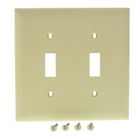 Pass and Seymour Trademaster� Ivory 2-Gang Toggle Switch Nylon UNBREAKABLE Wallplate Cover TP2-I