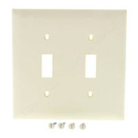 Pass and Seymour Trademaster Light Almond 2-Gang Toggle Switch Nylon UNBREAKABLE Wallplate Cover TP2-LA