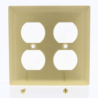 Pass & Seymour Solid Polished Brass 2-Gang Receptacle Wallplate Outlet Cover SB82