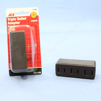 2 Ace Brown 2-Wire Polarized Triple Tap Outlet Receptacle Adapters 15A 125V 31160