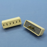 2 Ace Ivory 2-Wire Polarized Triple Tap Outlet Receptacle Adapters 15A 125V 31165