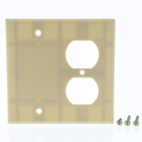 New Leviton Ivory 2-Gang Receptacle Outlet Plastic Cover Blank Wall Plate 86008