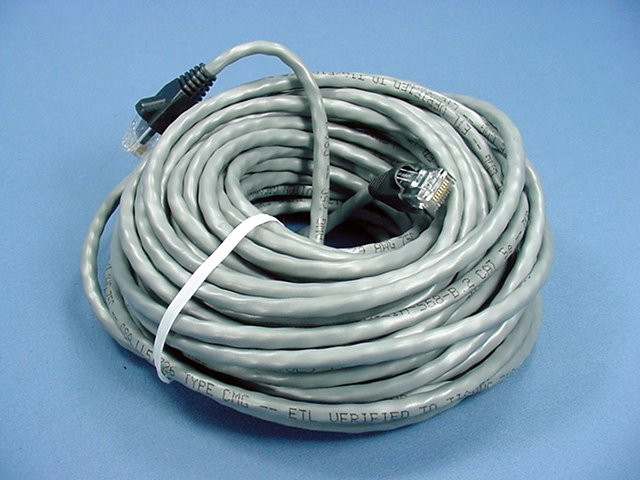 🏠 🔌 Leviton Gray Cat 5e 50 Ft Ethernet LAN Patch Cord Network Cable  Booted Cat5e 5G455-50G - In Stock - Fruit Ridge Tools