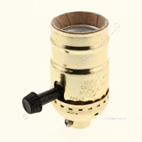 Ace Turn Knob 3-Way Light Socket Polished Brass Lamp Holder Electrolier 1/8" IPS 27 tpi Mount 250W 250V 31189