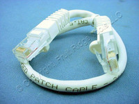 Leviton White Cat 5 1' Ethernet LAN Patch Cord 1 Ft Network Cable Booted 47620-1W