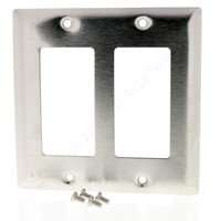 Pass and Seymour NON-MAGNETIC Stainless Steel 2-Gang Decorator Wallplate Cover GFCI Type 302/304 SS262