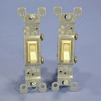 2 Leviton Ivory Framed Toggle Wall Light Switches Single Pole 15A 120V 1451-I