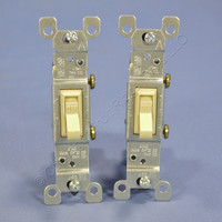 2 Leviton Ivory Framed Toggle Wall Light Switches Single Pole 15A 120V 1451-I