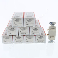 10 Pass & Seymour Light Almond COMMERCIAL Grade Single Pole Dual Duplex Decorator Toggle Light Switches 15A 120V 680-LA