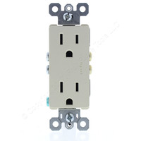 Pass and Seymour Light Almond Decorator Straight Blade Receptacle Outlet NEMA 5-15R 15A 125V Residential Grade 885LA