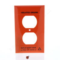 Pass and Seymour Orange 1-Gang Duplex Receptacle Isolated Ground Thermoplastic UNBREAKABLE Wallplate Cover 89101-IG