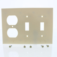 PS Ivory Standard Size 3Gang Duplex Outlet Receptacle Toggle Switch Combination Thermoset Wallplate Plastic Cover SP28-I