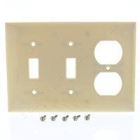 P&S Ivory Standard Size 3-Gang Duplex Outlet Receptacle Toggle Switch Combination Urea Thermoset Wallplate Cover SP28-I