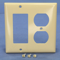 Pass and Seymour Ivory Standard Size 2-Gang Decorator Duplex Outlet Thermoset Plastic Wallplate Cover SP826-I