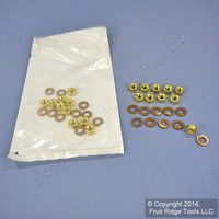 20 Leviton 5/16-18 Brass Hex Nut and 5/16 Copper Lockwashers for 15 Series Threaded Stud Panel Receptacle A0008