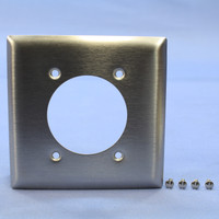 Pass Seymour NON-MAGNETIC Type 302 Stainless Steel Power Receptacle 2-Gang Wallplate Outlet Cover 2.2813" Opening SS716