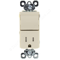 P&S Light Almond Decorator Rocker Light Switch Straight Blade Tamper Resistant Receptacle Outlet 5-15R 15A TM818TR-LACC