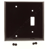 Pass and Seymour Brown Standard Size 2-Gang Combination Blank Toggle Thermoset Wallplate Plastic Cover Residential SP113