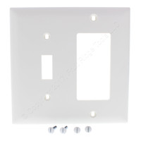 Pass and Seymour Trademaster White 2-Gang Toggle Decorator Combination Unbreakable Wallplate Nylon Cover TP126-W