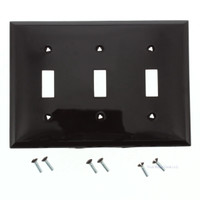 Cooper Brown Unbreakable 3-Gang Toggle Switch Cover Wall Plate Nylon Switchplate 5141B
