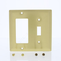 Pass & Seymour 2-Gang Toggle Switch Cover Brushed Solid Brass GFCI Decorator Plate SB126