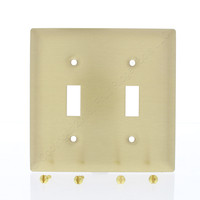 Pass & Seymour Solid Brushed Brass 2-Gang Toggle Switch Wallplate Cover SB2-CC