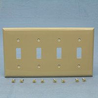 Cooper Ivory 4-Gang UNBREAKABLE Switch Cover Wall Plate Nylon Switchplate 5154V
