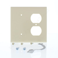 Pass and Seymour Ivory 2-Gang Combination Duplex Outlet Receptacle Cover Blank Wall Plate Box Mount SP148-I