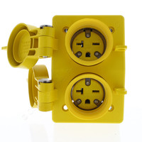 Cooper Yellow Watertight Duplex Receptacle Outlet Flip Cover NEMA 6-20R 20A 250V 2P3W Grounding Straight Blade 60W48DPLX