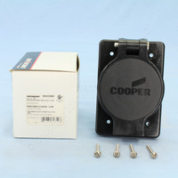 Cooper Black Watertight Single 20A Receptacle Outlet Flip Cover NEMA 5-20R 125V 2P3W Grounding Straight Blade 60W33BK