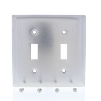 Pass and Seymour NON-MAGNETIC Type 302 Stainless Steel 2-Gang Toggle Switch Cover Wallplate Switchplate SS2