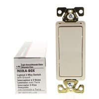 Cooper Light Almond Commercial Grade LIGHTED Decorator 3-Way Rocker Wall Light Switch Control 20A 120/277V 7633LA