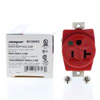 Cooper Red Hospital Grade Straight Blade Single Receptacle Outlet NEMA 5-20R 20A Short Strap 8310MRD