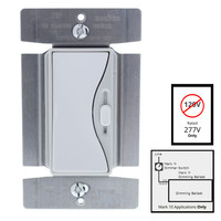 Cooper Aspire White Satin (Pale Gray) 1-Pole/3-Way Preset Decorator Slide Fluorescent Dimmer 8A 277V (NOT 120V) w/Mark 10 Ballast ONLY 95687WS