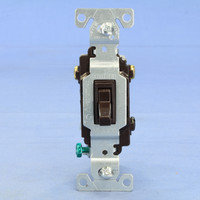 Cooper Brown 3-Way COMMERCIAL Grade Small Toggle Wall Light Switch Control 15A 120/277V CSB315STB