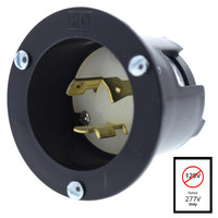 Cooper Black Twist Turn Locking Flanged Inlet NEMA L7-20P 20A 277V 2P3W AHL720FI