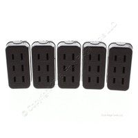 5 New Leviton Residential Brown Single to Triple Tap Outlet Adapters NEMA 1-15R 15A 125V 62