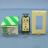 Bryant Ivory ISOLATED Ground SURGE Suppressor Decorator Receptacle Outlet Protector NEMA 5-20R 20A 125V SP53TIGIA