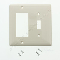Hubbell Light Almond Thermoplastic Combination Switch Plate Decorator GFCI 2-Gang Cover Nylon Wallplate GFI NP126LA