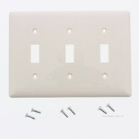 Hubbell Light Almond UNBREAKABLE Nylon 3-Gang Toggle Switch Cover Wallplate Switchplate NP3LA