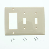 Hubbell Lt Almond 3-Gang Decorator/GFCI Toggle Switch Cover UNBREAKABLE Nylon Wallplate NP226LA