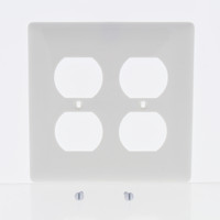 Hubbell White 2-Gang Receptacle Wallplate UNBREAKABLE Duplex Outlet Cover NP82W