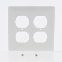 Hubbell White 2-Gang Smooth Receptacle Nylon Wallplate Unbreakable Duplex Outlet Cover NP82W